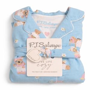 P.J. Salvage Light Blue Pajama Set with Cute Print